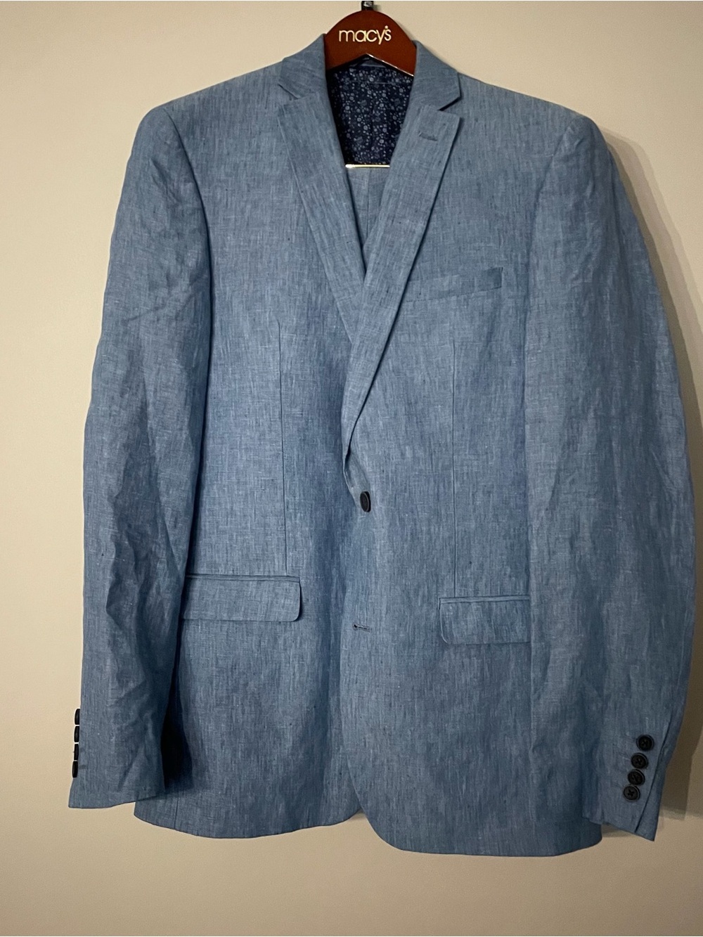 Bar III Light Blue Linen-Blend Men's Blazer